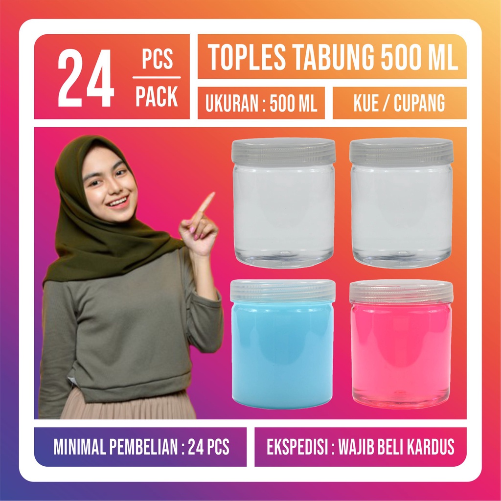 Toples Tabung 500ml/Toples Plastik 500ml/Toples Kue/Hampers/Nastar/Keju ...