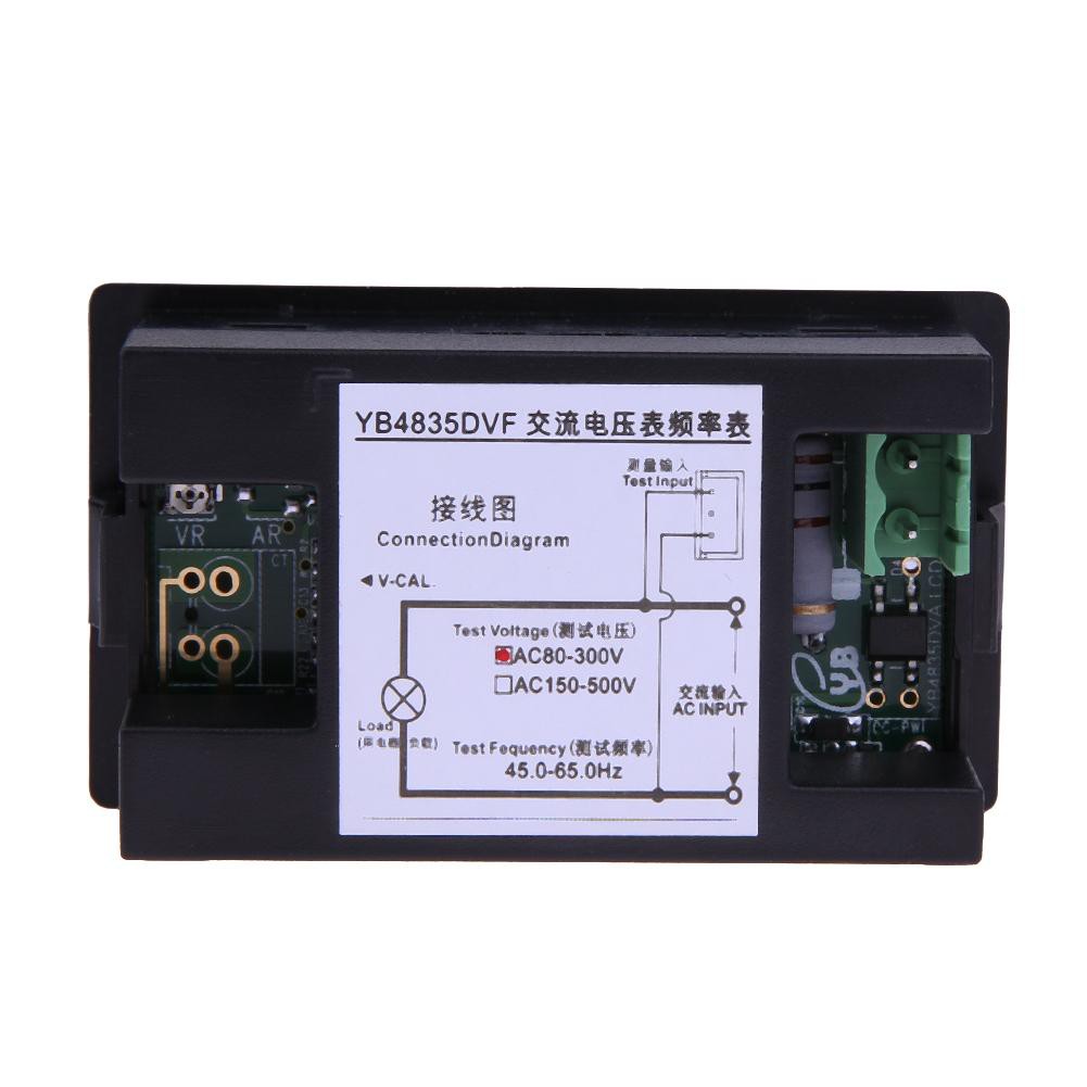 LCD Digital Dual Display AC 150-500V Voltmeter 45-65Hz Frequency Meter