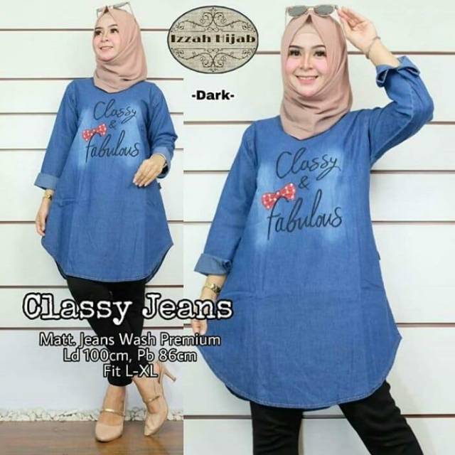 TUNIK CLASSY JEANS  Bahan denim adem