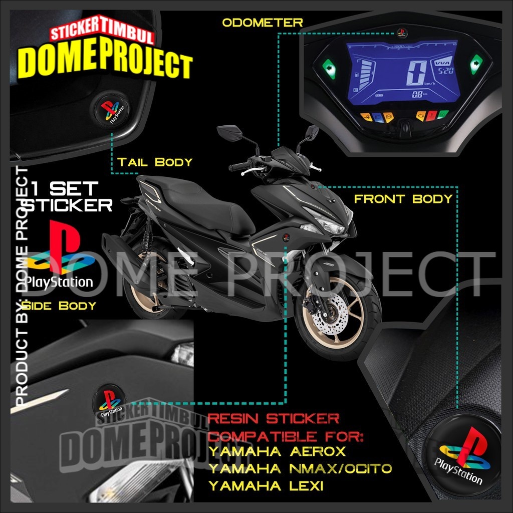 STIKER MOTOR TIMBUL EMBLEM LOGO PLAYSTATION YAMAHA AEROX NMAX LEXI SET AESTHETIC KEREN