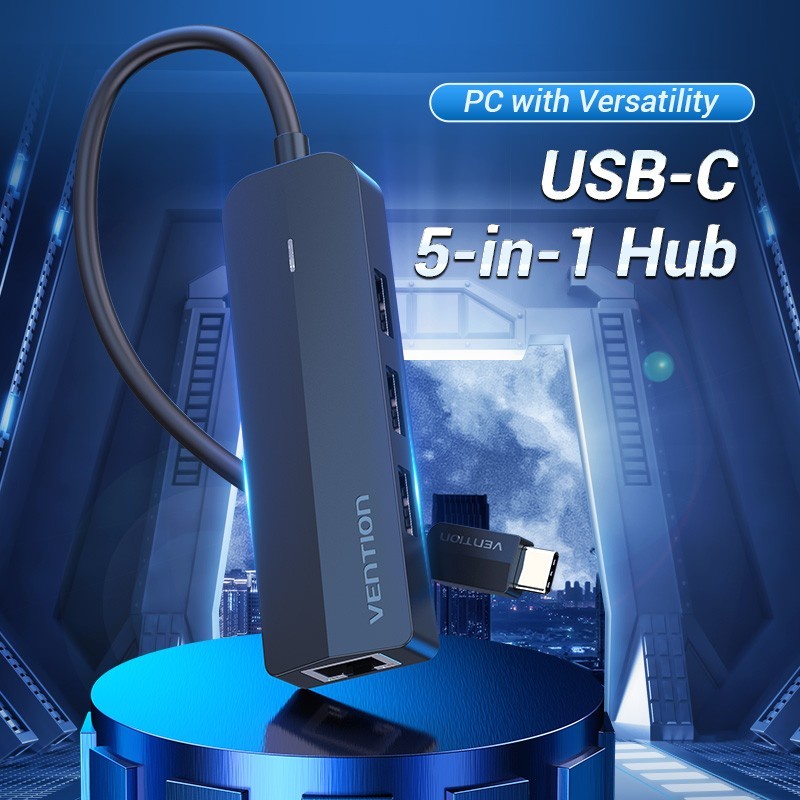 USB HUB Vention Type C USB Hub with LAN and Micro USB Power Supply