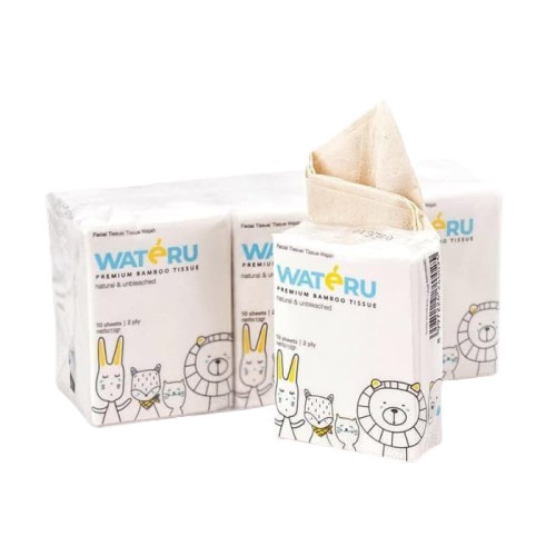 Wateru Bamboo Tissue Facial, Pocket, Pop Up, Mini Table 100 150 6x10 Tisu Bambu Anti Bacterial Eco