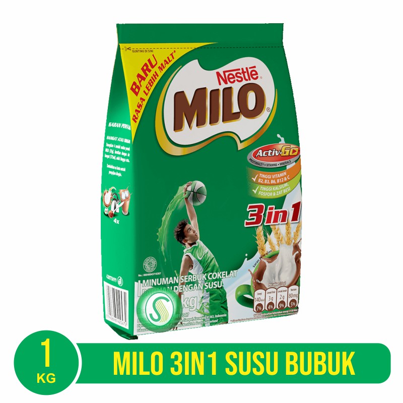 Milo 3n1 Susu Bubuk Bergizi 1kg