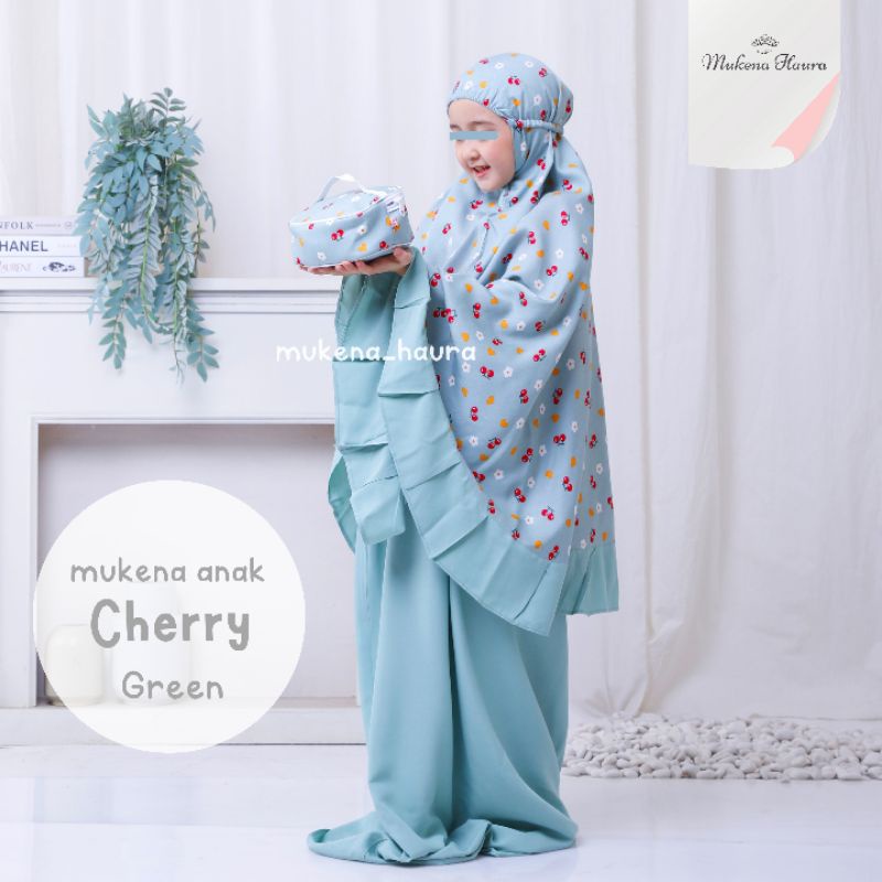 Mukena Anak Perempuan Cherry Mukena Anak Rayon Usia 6 7 8 9 10 11 12 Tahun Telekung Mukenah Anak