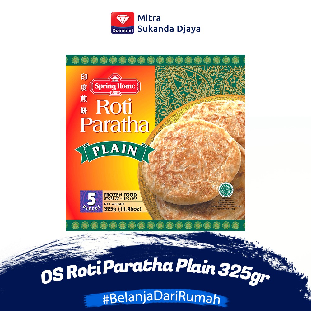 

Roti India Tawar- TJY OS Roti Paratha Plain 325gr