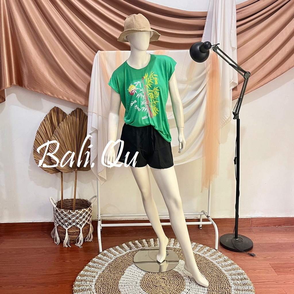 Baju Atasan Kaos Bambu Bali XL Kain Halus-HIJAU
