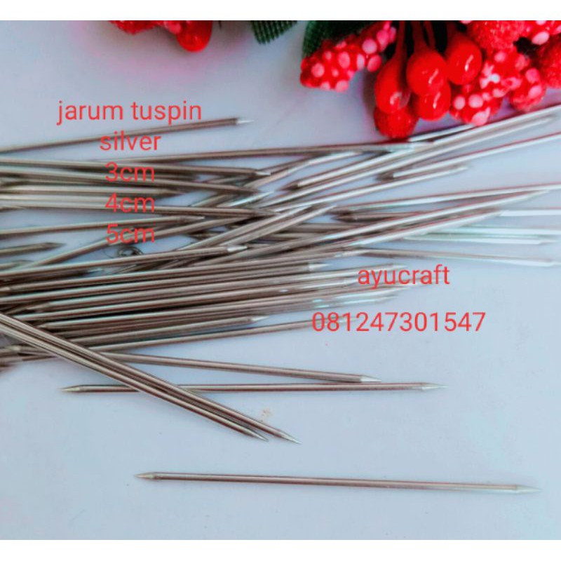 jarum tuspin silver ready 3uk 3cm,4cm,5cm..jual/12pcs