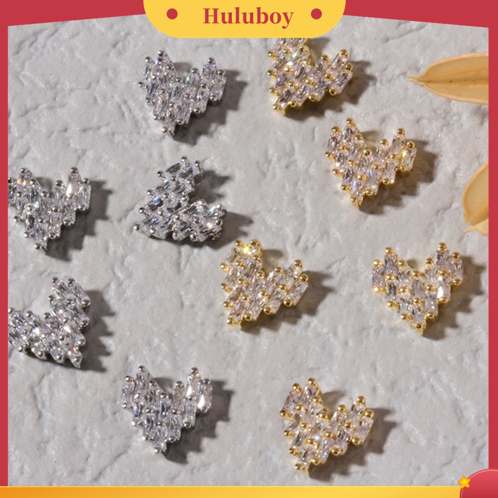 Huluboy Huluboy♡ 5 Pcs Dekorasi Kuku Bentuk Hati Bahan Cubic Zirconia Untuk Nail Art