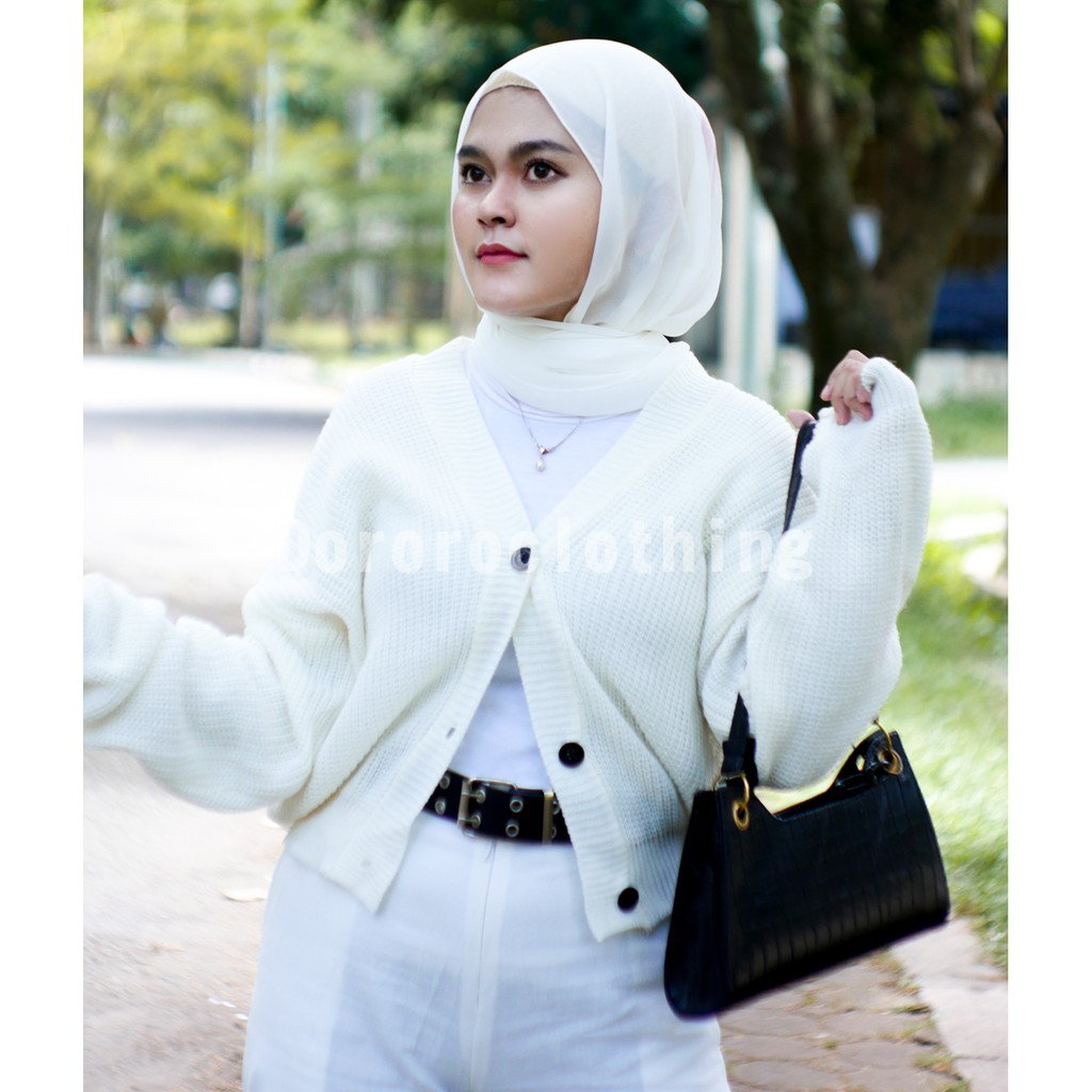 Cardigan Crop Kancing / Kardigan Rajut Oversize Kancing Rajut Premium