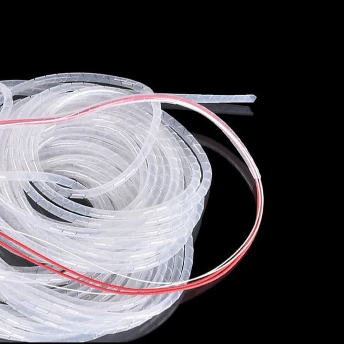 Kabel Spiral 6mm Pembungkus Perapi Cable White Clear Premium Spiral wrapping band 6 mm