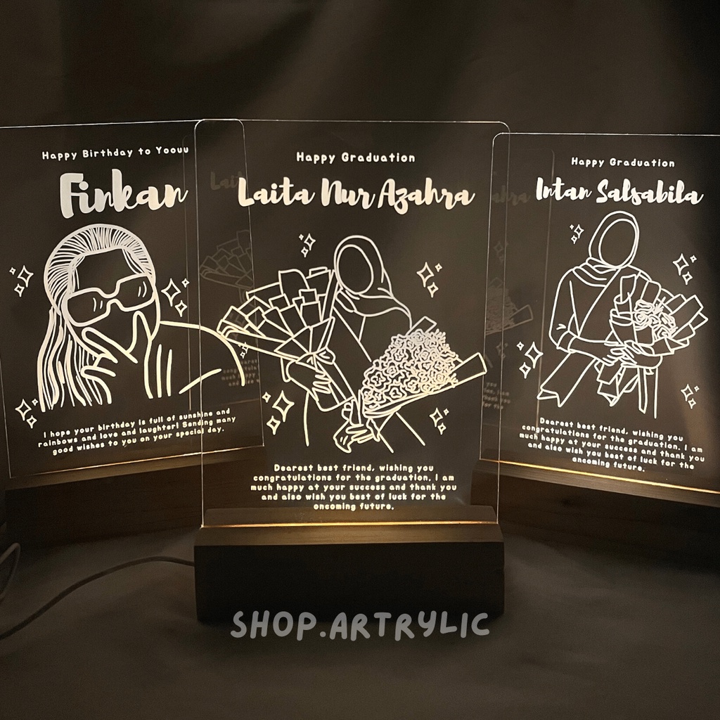 Custom Acrylic Photo Spotify Line Art UV Print + LED | Kado Ulang Tahun, Graduation, Wedding, Annive