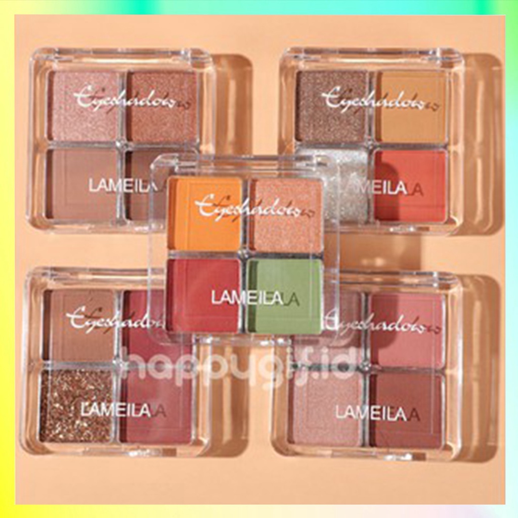 Make Up LAMEILA Eyeshadow Matte Palette 4 Warna Natural Shimmer Fruit Eyes Korea Free Kuas