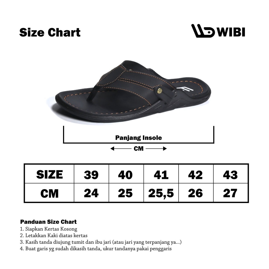 AFLAH X WIBI Sandal Pria Kulit Japit Motif Kancing Samping Mocca Hitam Coklat Tua S04