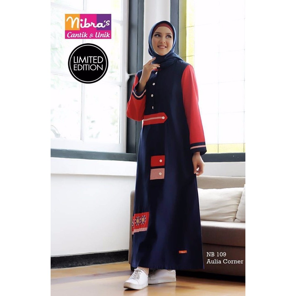 GROSIR TERMURAH Baju Muslim Wanita Nibras NB 109 Merah ORIGINAL Gamis Wanita