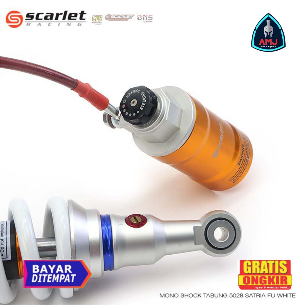Mono Shock Tabung Pisah Satria FU 5028 White1 monoshock , shock tabung , shock belakang , shock