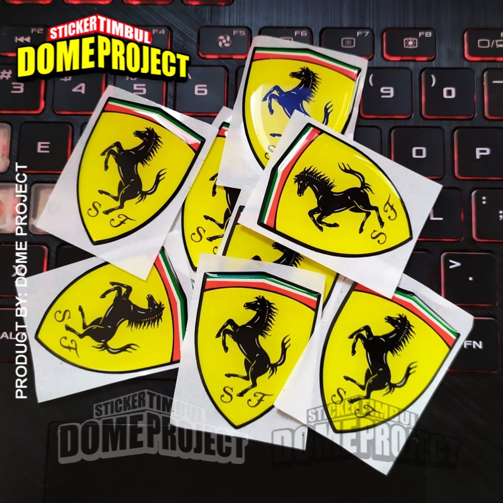 STIKER MOTOR FERRARI EMBLEM STIKER TIMBUL STIKER OUTDOOR STIKER WATERPROOF STIKER BODY MOBIL