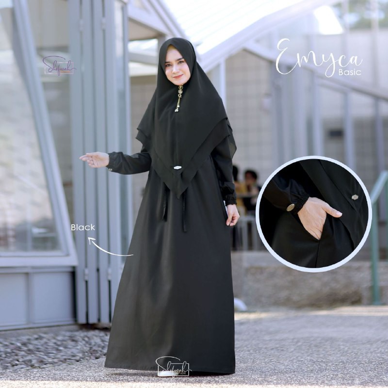Shofwah Emyca Basic Dress Gamis Polos Bahan Katun Phoebe-7