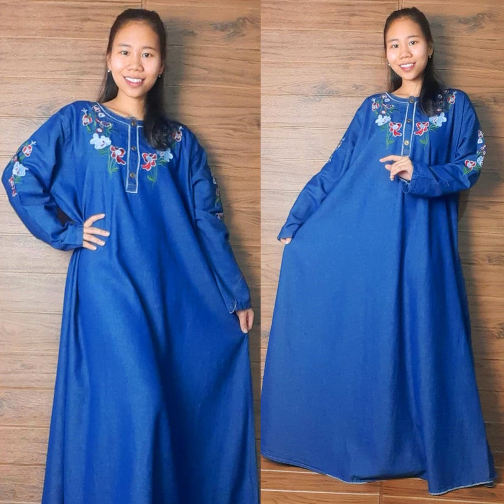 SB Collection Dress Maxi Bregita Longdress Gamis Jumbo Jeans Terusan Wanita