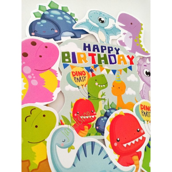 CAKE TOPPER HAPPY BIRTHDAY DINO PARTY CUTE DINOSAURUS