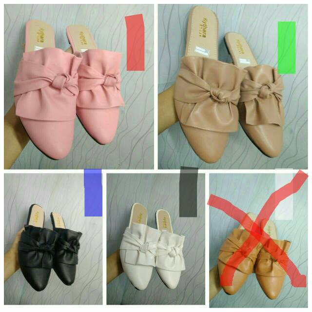 Alvira_shoes Slop vita kerut varian warna