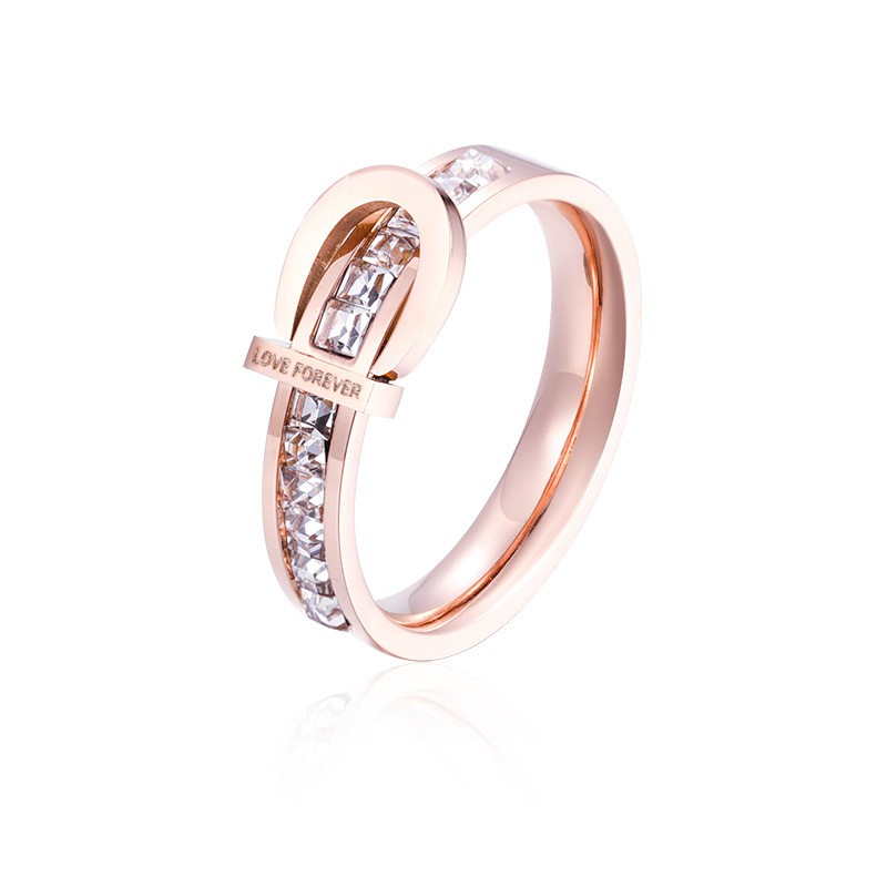 Cincin Titanium Mini Korea Wanita CK150 motif elegan cocok untuk pesta kantor hadiah