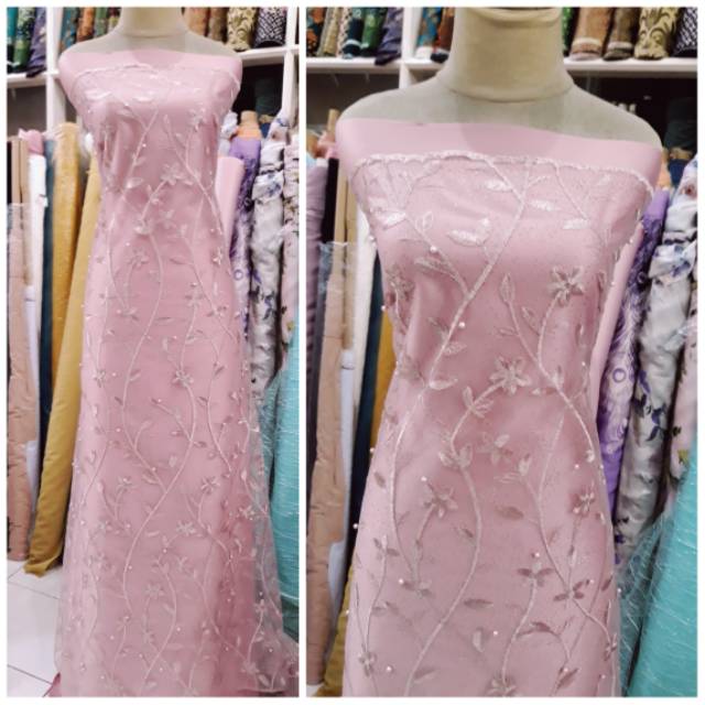 Tile Akar Mutiara Rose Gold Bahan Halus Lembut Dan Mewah Tile Gamis Tile Kebaya Seragaman Shopee Indonesia