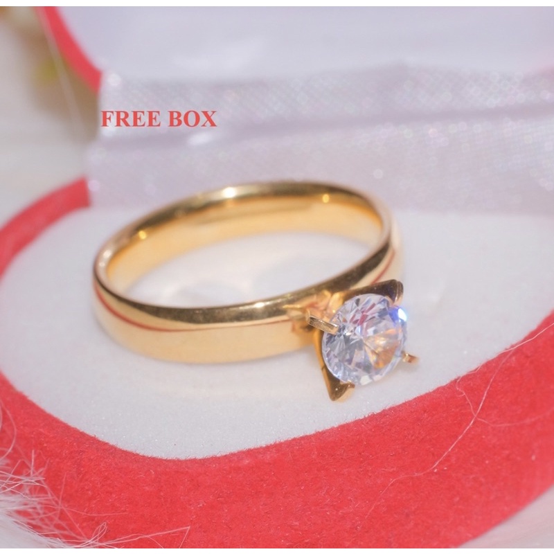 cincin titanium mata satu polos anti alergi plus kotak