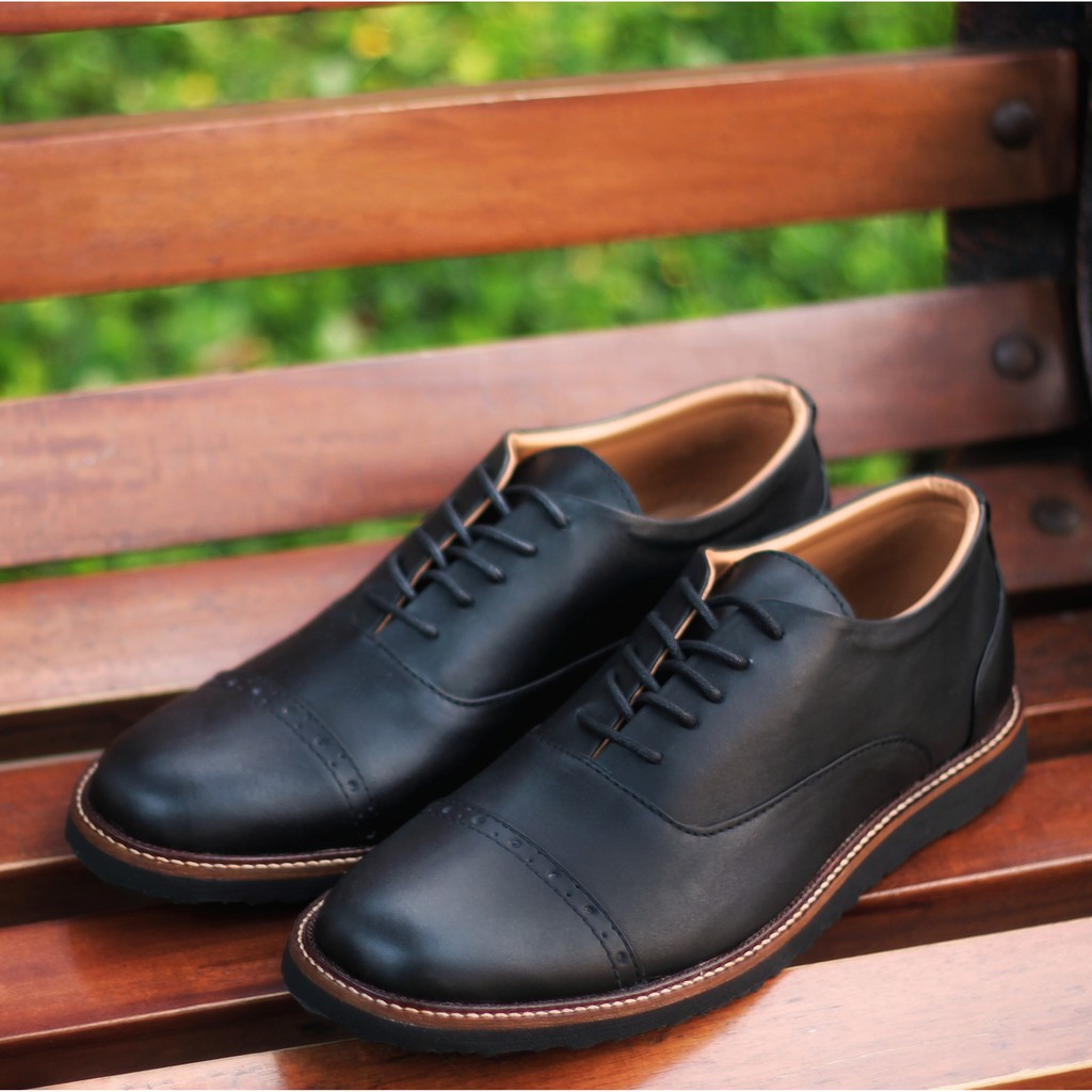 Jazz 0.1 Black | Sepatu Kulit Vintage Klasik Pria Cowok Derby Formal Original Footwear | FORIND Reyl