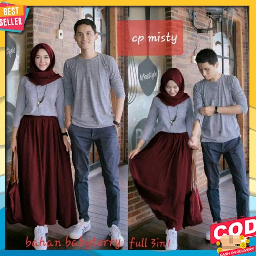 Set Family Couple Lebaran Atamiya Free Hijab Gamis Couple Pasangan Atamiya Family Baju Muslim Gamis 