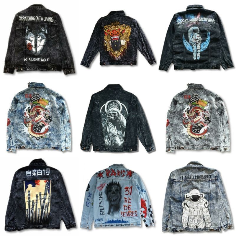 Galfinc Jaket Jeans Custom Lukis Painting Handmade