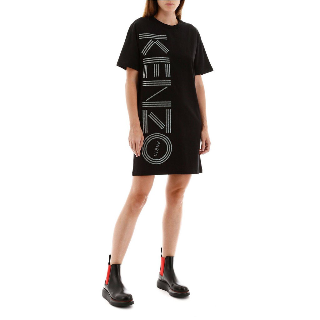 Knzo Women Glitter Logo Dress Black/White 100% Original