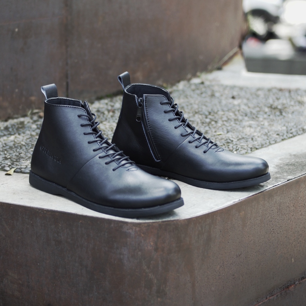 Sverker Black (Kulit Asli) - Boots pria Kulit Asli Kasual Original - Boot Pria Kulit Sapi Asli