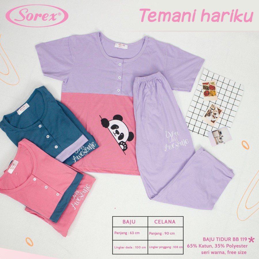 stelan set baju tidur sorex bb116 116 115 113 piyama katun