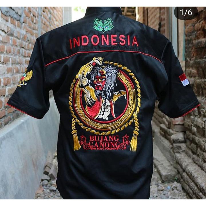 KEMEJA / HEM BORDIR BAJU SENI REOG PONOROGO GAMBAR BUJANG GANONG