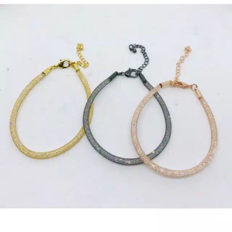 Gelang gliter korean style fashion real gold plated