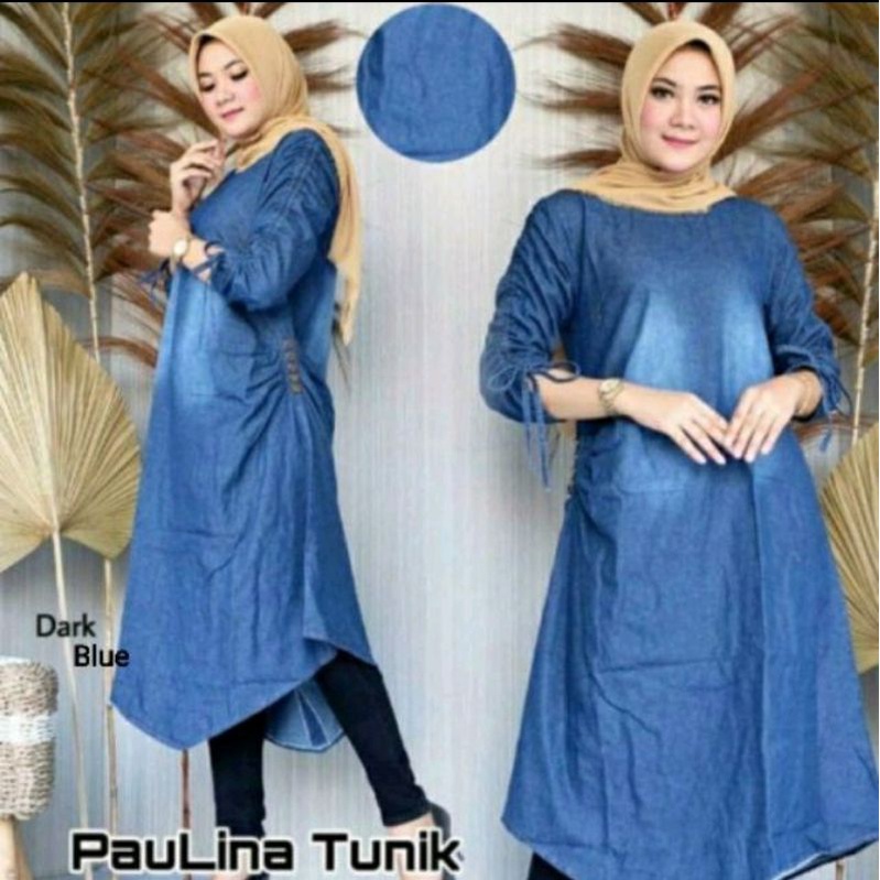 Paulina Tunik . Tunik Jeans Denim Murah