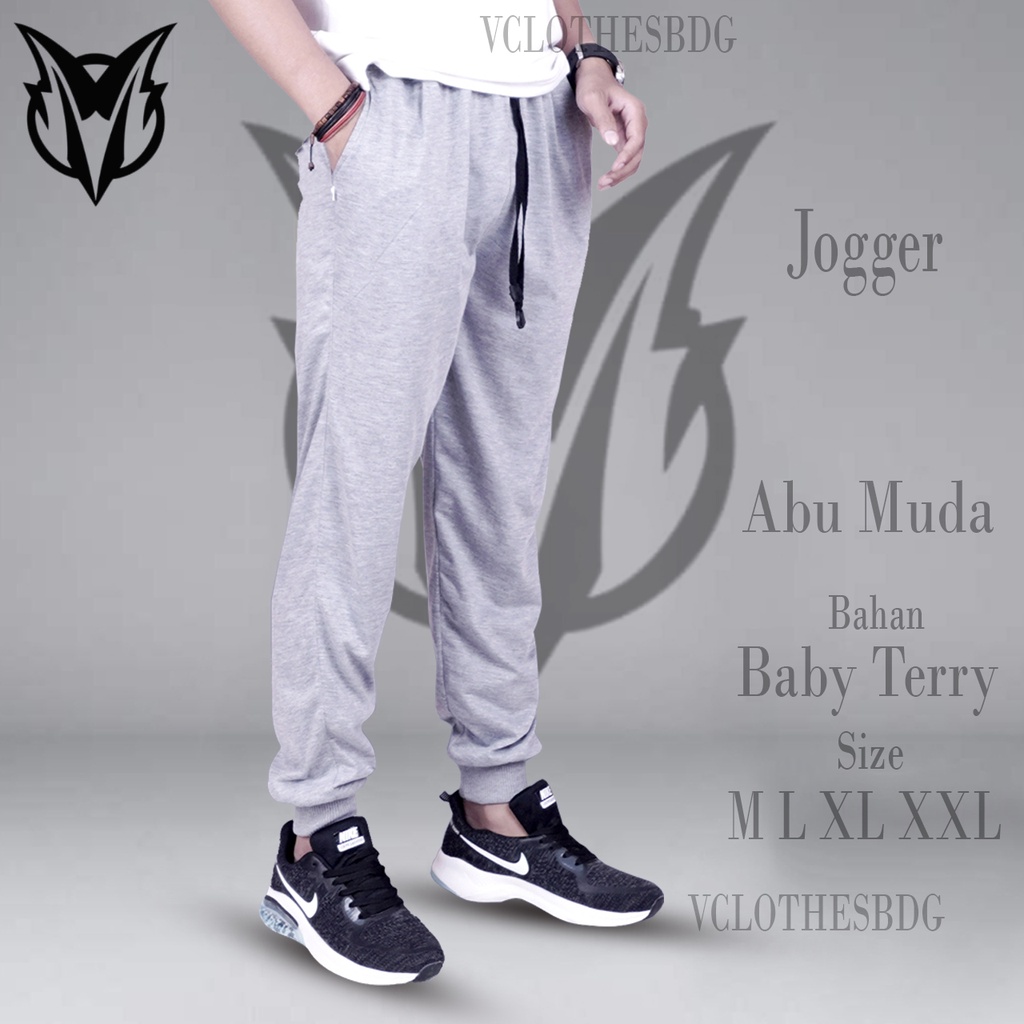 Celana Joger Pria Surfing Distro Premium Training Jogger Trackpant Sweat Azh Panjang PGO-ABU MUDA [JOGGER]