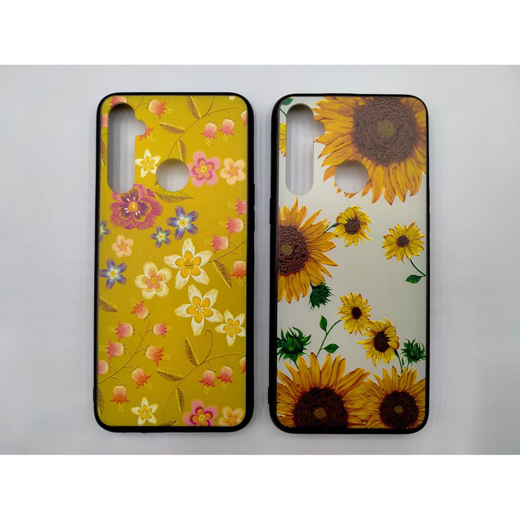 Case Bordir Flower Realme  5 5I C3 7i C17 Motif Timbul 3D Bunga