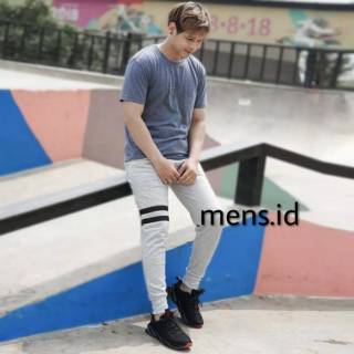  Celana  jogger pria  celana  stripe celana  panjang pria  