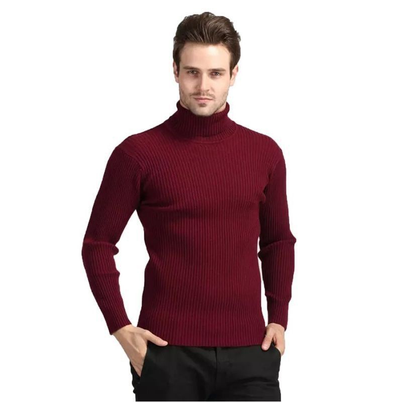 TS - 66104 Sweater Rajut Kerah Tinggi Cowo  Roll Neck Man Daleman Jas-4