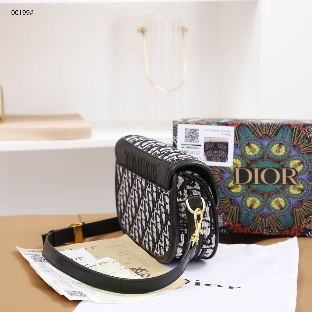 D Bobby Bag Medium Oblique Jacquard Black in Canvas With Gold-Tone #00199 Canvas