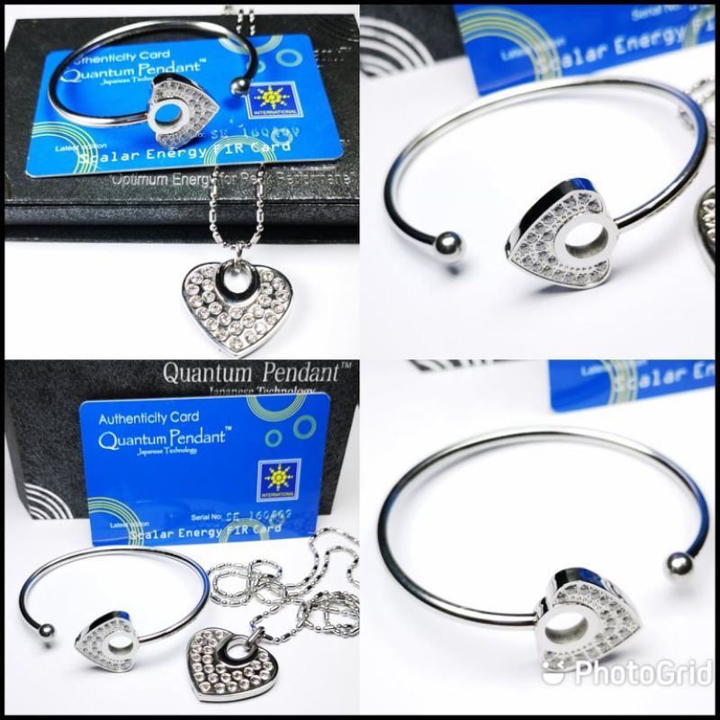 KALUNG QUANTUM PENDANT HEART PERMATA BIRU SATUSET GELANG LOVE