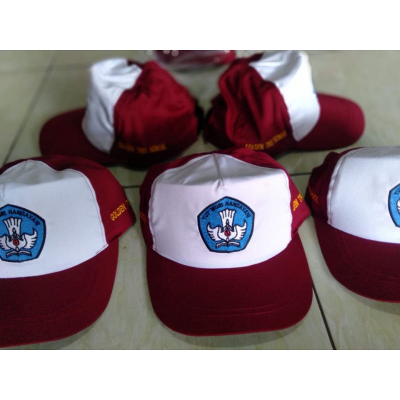 Topi SD SMP SMA Custom Bordir Sablon