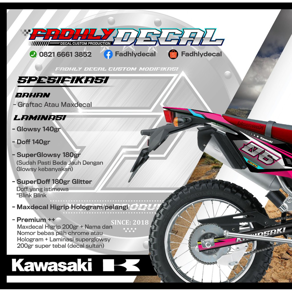 Sticker fullbody dekal fullbody Decal KLX BF hitam Abu merah Keren