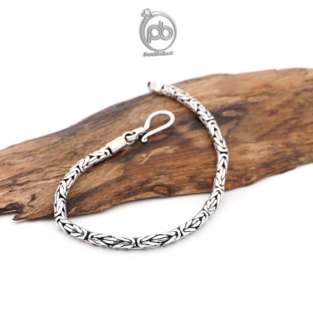 Gelang Pria-Wanita Perak Asli Silver 925 Vintage Link Borobudur