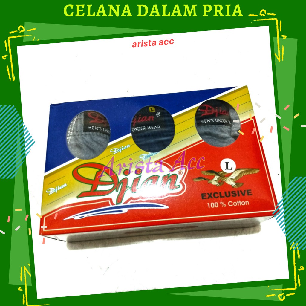 (Isi 3) CD CelanaDalam Pria Dewasa Djian Cowok Motif Polos Halus Nyaman