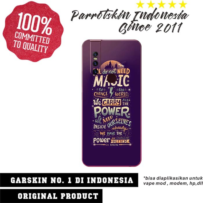 Garskin Vivo V15 custom anti gores magic quote for back case