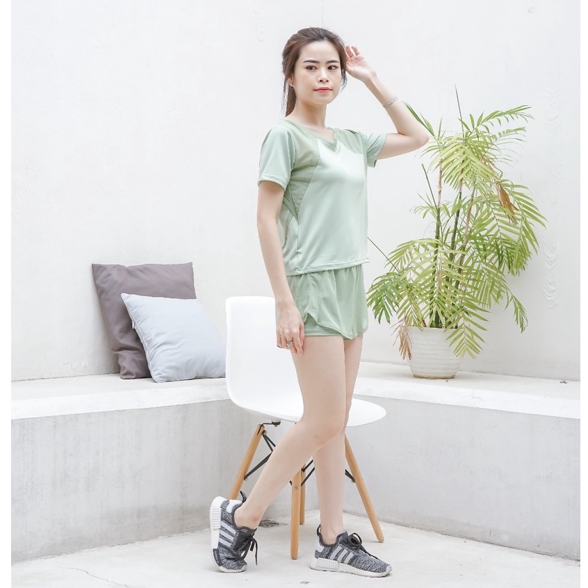 baju olahraga wanita Setelan Baju Olahraga Wanita Mesh Pakaian senam Impor I0388 (D2G7) bra sport se