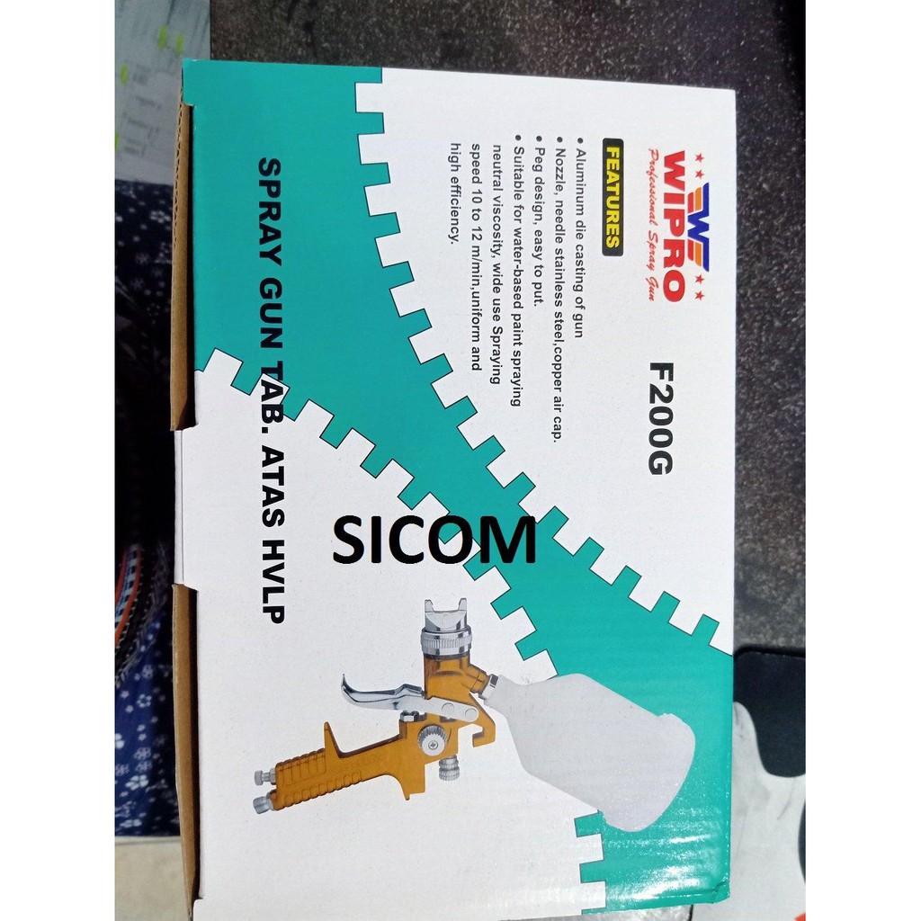 SPRAY GUN HVLP TABUNG ATAS WIPRO 600CC TYPE F200G KODE W0167 stok