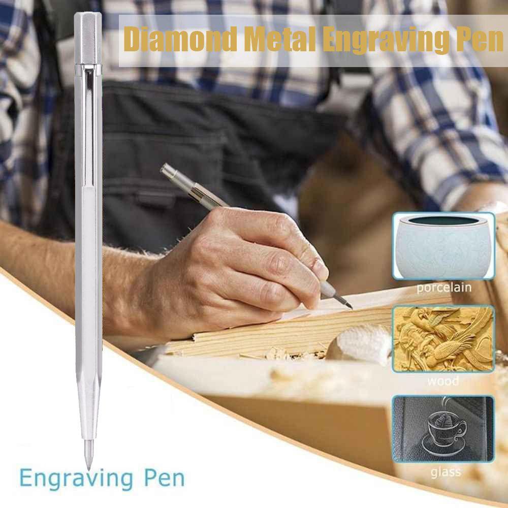 【 ELEGANT 】 Pena Ukiran Portabel Tungsten Steel Engraver Untuk Kaca Keramik Logam Kuarsa Ukiran Menandai Etsa Pen